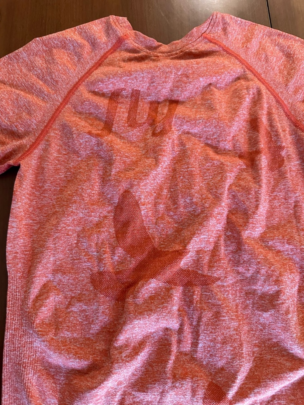 Oiselle Flyte Running Tee Orange Heather Bird Print Short Sleeve Athletic Top M - Picture 5 of 6